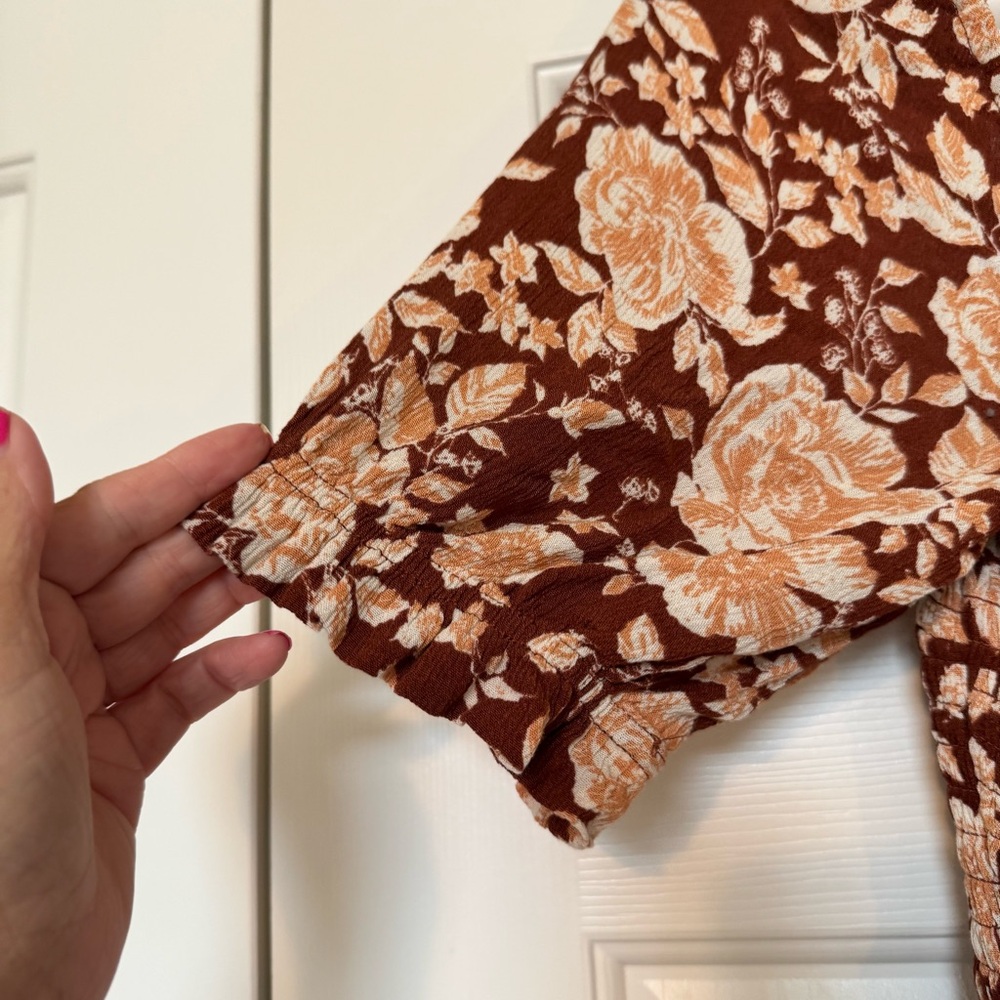 Abercrombie & Fitch Brown Floral Midi Dress - Picture 4 of 11